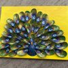 Handmade Peacock Shell Art on Canvas - Front View