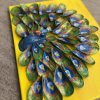 Handmade Peacock Shell Art on Canvas - Zoom