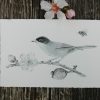 Warbler and Almond Blossom Painting
