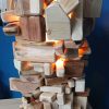 Unique, stacked, multi-wood table lamp - Image 13