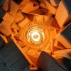 Unique, stacked, multi-wood table lamp