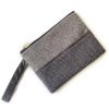 Handmade Spring Summer Clutch Bag – Brown And Grey Zipped Pouch With Wristlet