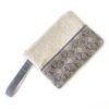 Handmade Spring Summer Clutch Bag – Beige and Grey Zipped Pouch With Wristlet