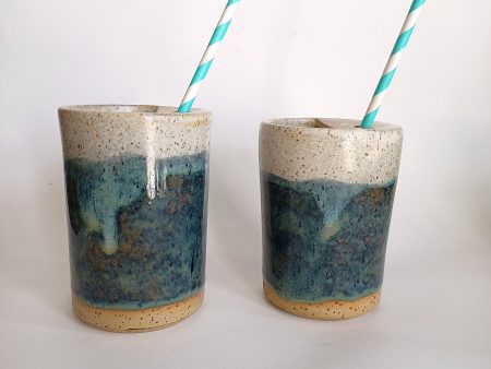 Handmade Ceramic Cup with straw holder