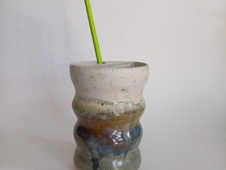 Handmade Ceramic Cup with straw holder