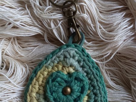 Crochet Heart Keychain, keyring!