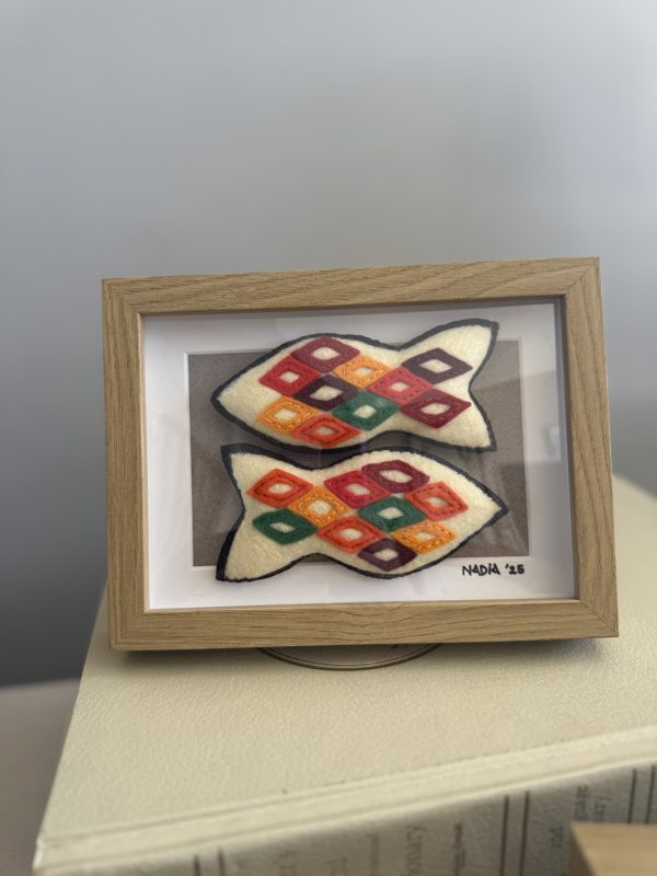 Colourful Felt Fish Framed Wall Decor -20x15cm