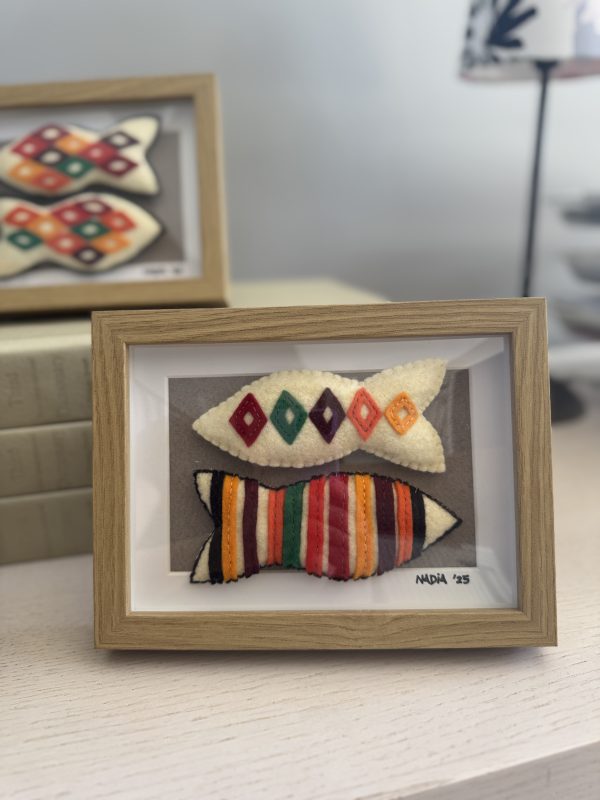 Colourful Felt Fish Framed Wall Decor -20x15cm