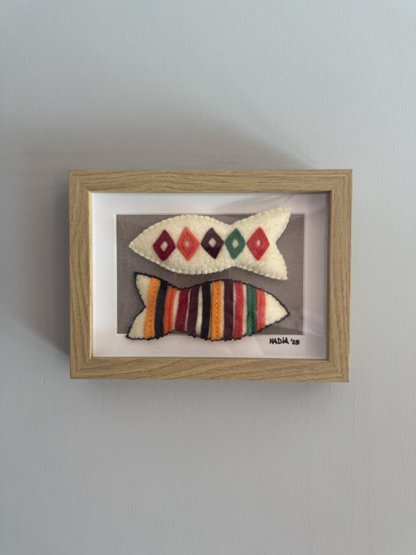 Colourful Felt Fish Framed Wall Decor -20x15cm