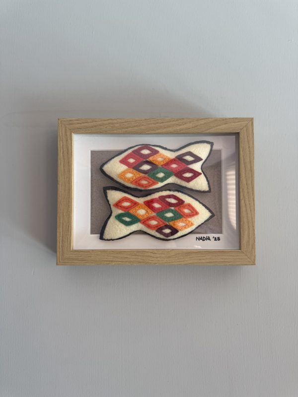 Colourful Felt Fish Framed Wall Decor -20x15cm