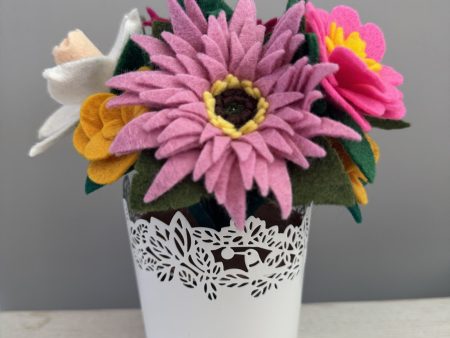 Romantic Felt Flower Pot