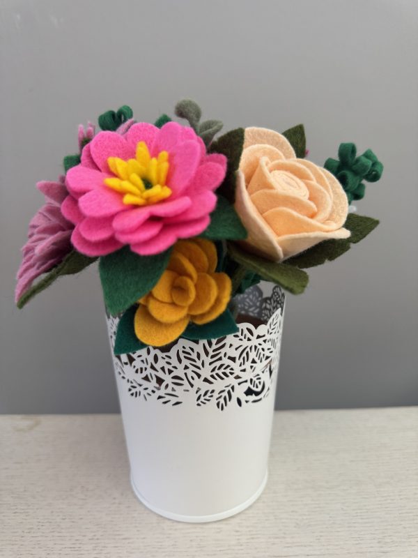 Romantic Felt Flower Pot