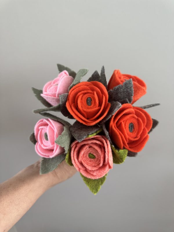 Handmade Felt Rose - 3 colours available