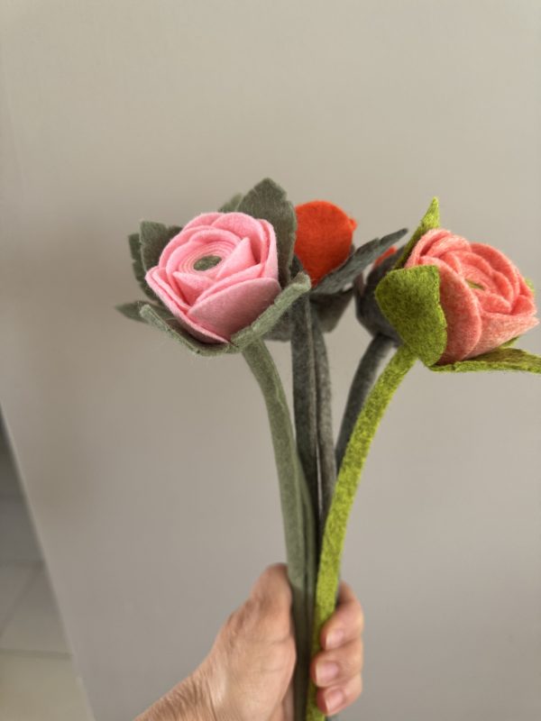 Handmade Felt Rose - 3 colours available