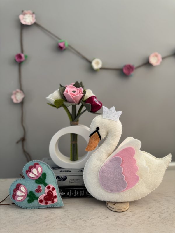 Graceful Felt Swan Ornament