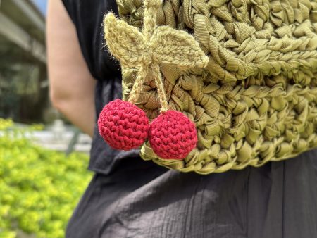 Eye-Catching crochet Cherries Handbag Charm – Add a Stunning, Super Cute Accessory to Your Bag!