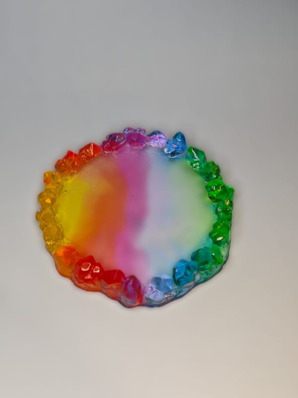 Rainbow colored resin coaster