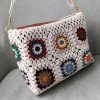 Granny Square Shoulder Bag – Zippered, Felt-Lined, Crochet Boho Handbag - Image 3