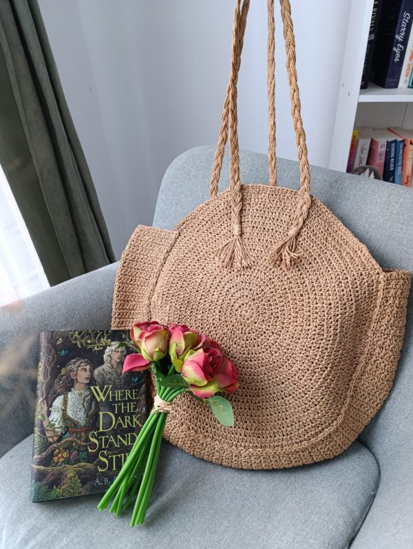 Natural Jute Paper Rope Tote Bag – Oversized Woven Market Basket, Eco-Friendly Beach Bag - Image 2