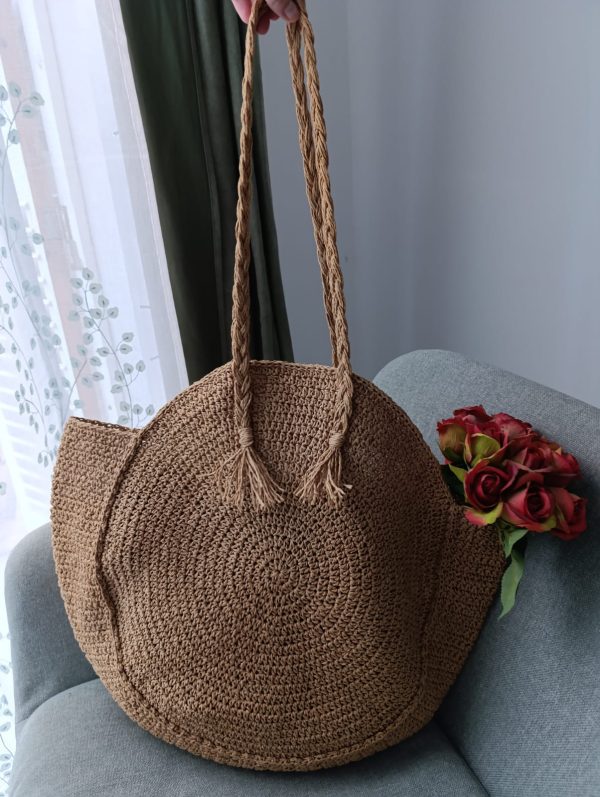 Natural Jute Paper Rope Tote Bag – Oversized Woven Market Basket, Eco-Friendly Beach Bag - Image 3