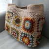 Handmade boho shoulder purse in warm neutral colors