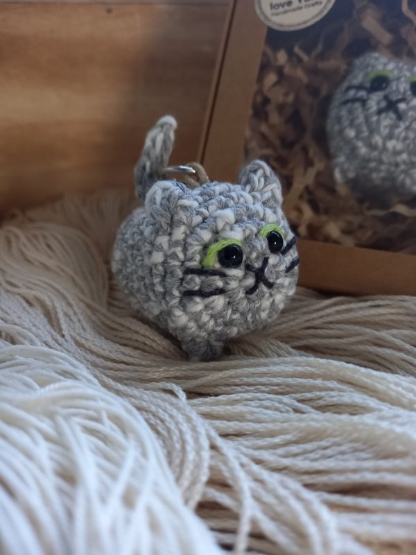 Handmade Crochet Amigurumi Cat Keychain - Bag Charm, Keyring - Image 5