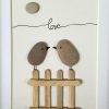 Lovebirds with Seaglass and Pebbles, Wedding, Anniversary