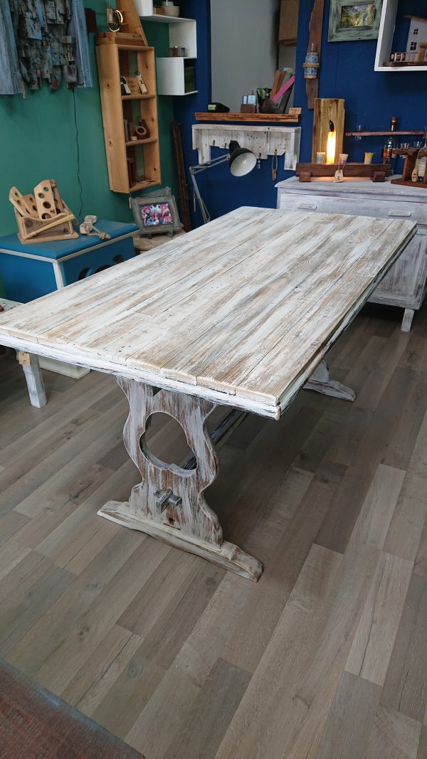 Repurposed wood, rustic dining table
