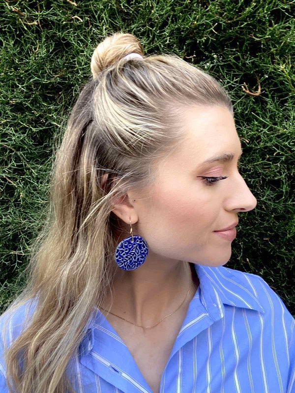 Midnight Garden | Handmade Blue Ceramic Earrings - Image 3