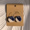 Half-Glazed Blue Hexagon Hoop Earrings
