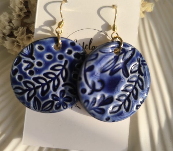 Midnight Garden | Handmade Blue Ceramic Earrings