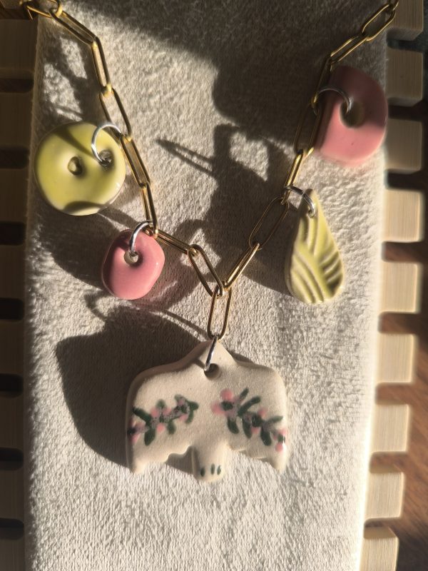 Whimsical Bird Charm Necklace – Handmade Ceramic Pastel Pendant on Gold Chain - Image 3