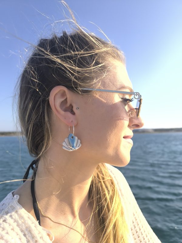 "Sea Spirit" Ceramic Earrings – Fish & Shell Design - Image 4