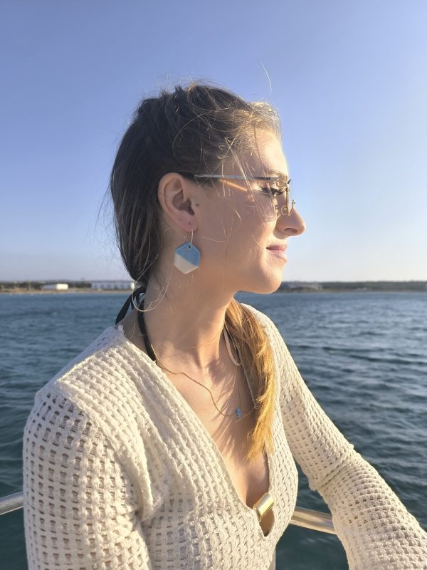 Ocean Breeze Geometric Earrings – Handmade Ceramic Beauty - Image 3