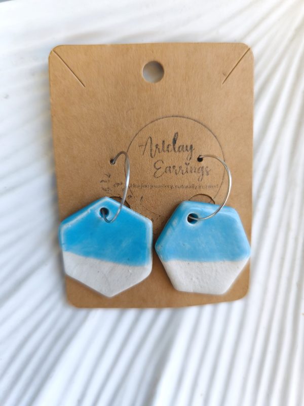 Ocean Breeze Geometric Earrings – Handmade Ceramic Beauty - Image 2