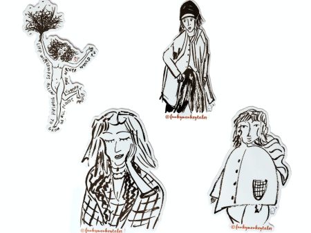 Vinyl STICKERS PACK 4 x Women Black & White