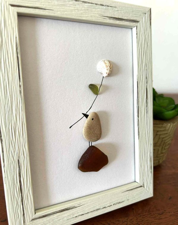 Seaglass Bird Artwork | Coastal Gift | Ocean-Inspired Home Decor