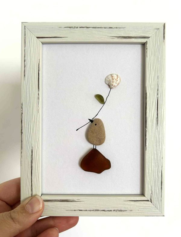 Seaglass Bird Artwork | Coastal Gift | Ocean-Inspired Home Decor