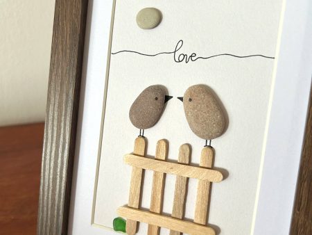 Lovebirds with Seaglass and Pebbles, Wedding, Anniversary