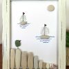 Seaglass and Pebble Art – Coastal Sailboat Scene with Bird – Nautical Wall Decor