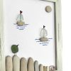 Seaglass and Pebble Art – Coastal Sailboat Scene with Bird – Nautical Wall Decor
