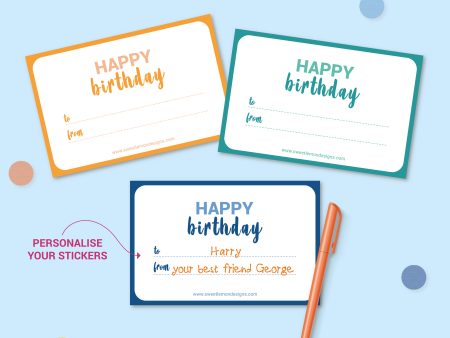 20 Happy Birthday Sticker Labels