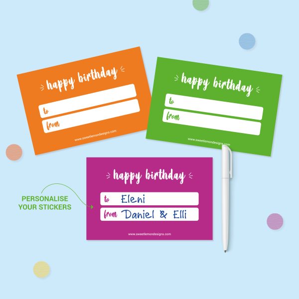 20 Full Colour Happy Birthday Sticker Labels