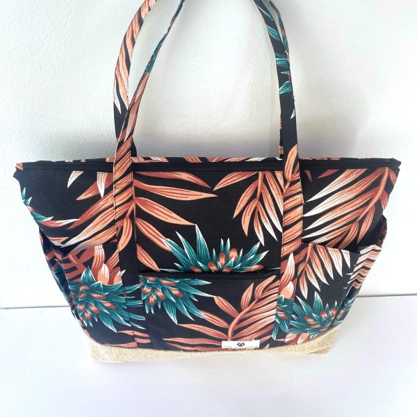 Beach Bag Oversized Waterproof With Large Pockets Tropical Black - Image 2