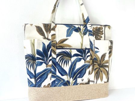 Beach Bag Oversized Waterproof With Large Pockets Tropical Blue