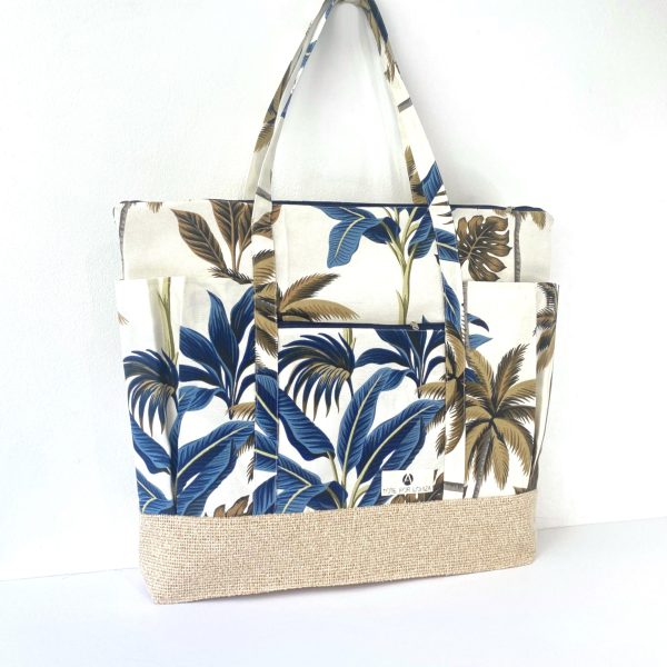 Beach Bag Oversized Waterproof With Large Pockets Tropical Blue