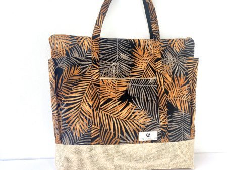 Beach Bag Oversized Waterproof With Large Pockets Tropical Gold And Silver Leaves