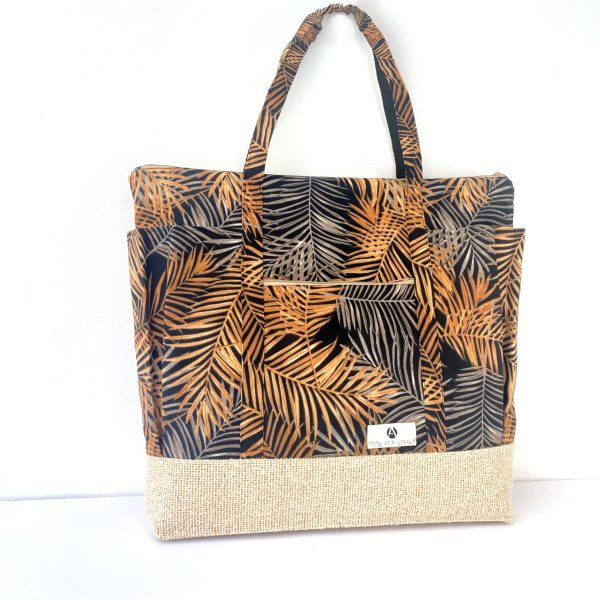 Beach Bag Oversized Waterproof With Large Pockets Tropical Gold And Silver Leaves