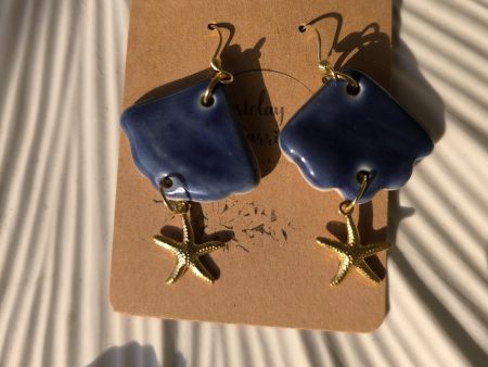 Aegean Whisper – Blue Shell Earrings with Freshwater Pearls