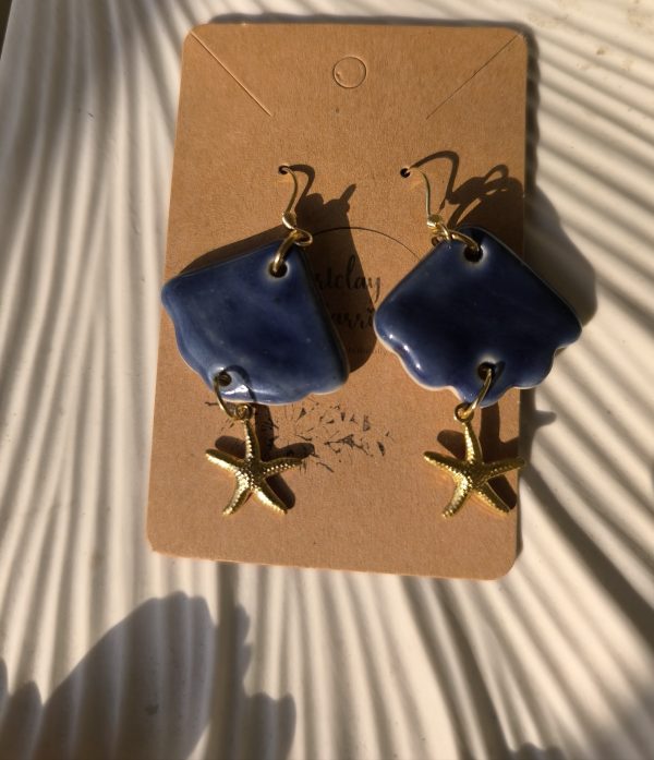 Aegean Whisper – Blue Shell Earrings with Freshwater Pearls
